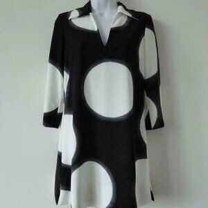 NWT ESCADA Nadota Black White Polka Dot 3/4 Sleeve Tunic Blouse Top 32